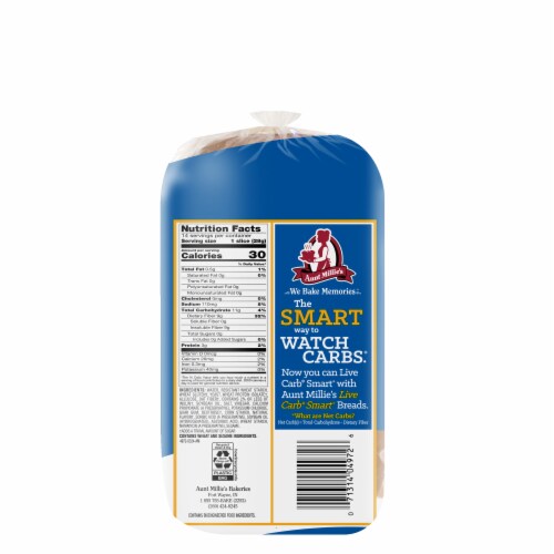 Aunt Millie's Live Carb Smart White Bread Perspective: back