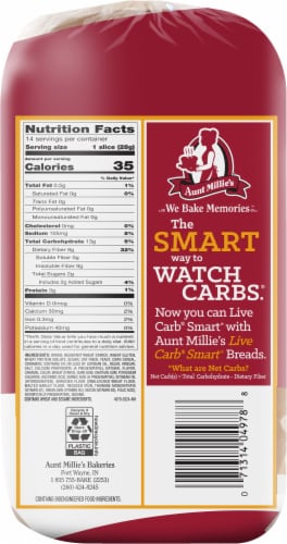 Aunt Millie's® Live Carb Smart® Cinnamon Swirl Bread Perspective: back
