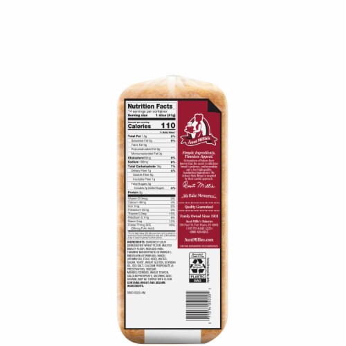 Aunt Millie's Artisan Style Bread Perspective: back
