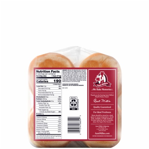 Aunt Millie's Hearth Brioche Buns Perspective: back