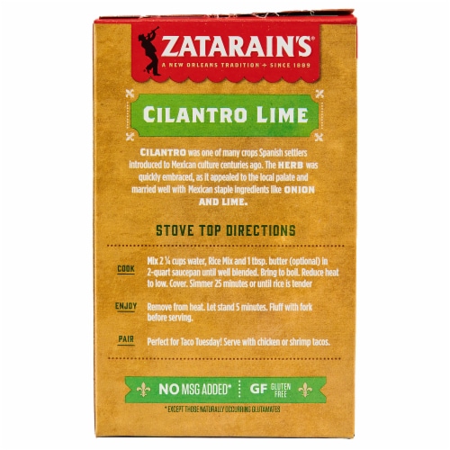 Zatarain's Cilantro Lime Rice Perspective: back