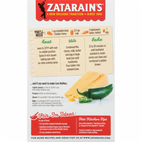 Zatarain's Cheddar Jalapeno Cornbread Mix Perspective: back