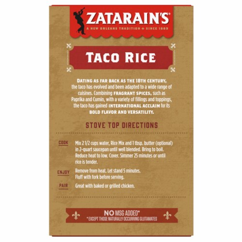 Zatarain's Taco Rice Mix Perspective: back