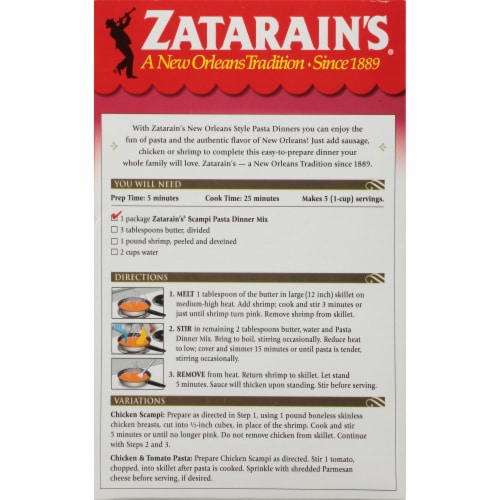 Zatarain's® Scampi Pasta Dinner Mix Perspective: back