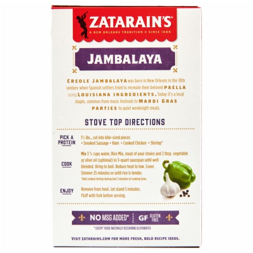 Zatarain's Family Size Jambalaya Rice Dinner Mix Perspective: back