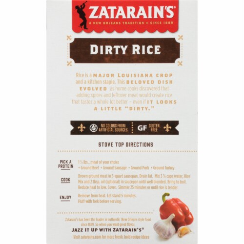 Zatarain's Family Size Dirty Rice Mix Perspective: back