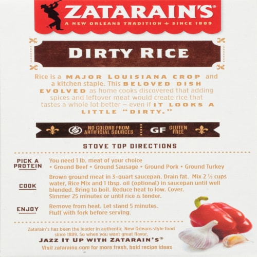 Zatarain's Dirty Rice Dinner Mix Perspective: back