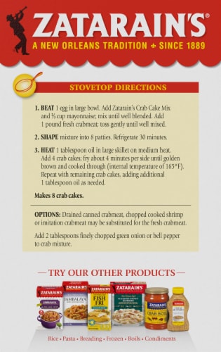 Zatarain's® Crab Cake Mix Perspective: back
