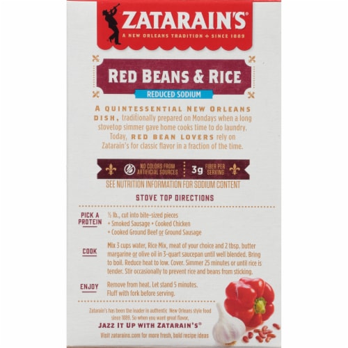 Zatarain's Reduced Sodium Red Beans & Rice Perspective: back