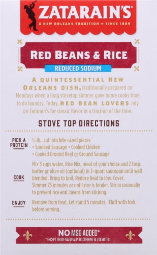 Zatarain's® Reduced Sodium Red Beans & Rice Perspective: back