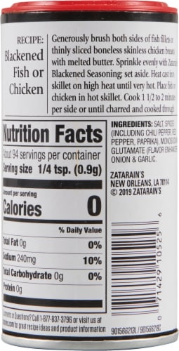 Zatarain's® Blackened Seasoning Perspective: back