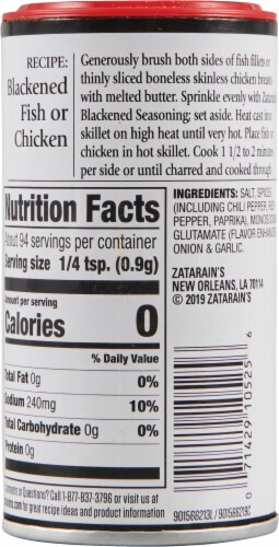 Zatarain's® Blackened Seasoning Perspective: back