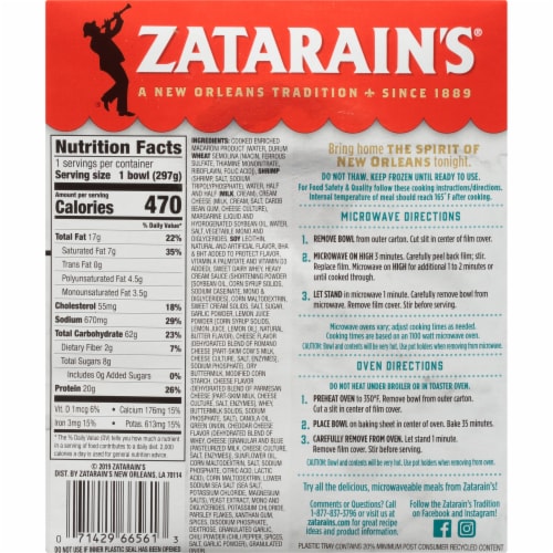 Zatarain's Frozen Shrimp Alfredo Perspective: back