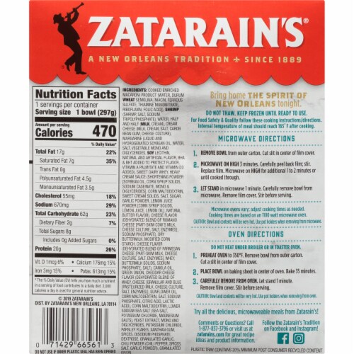 Zatarain's Frozen Shrimp Alfredo Perspective: back