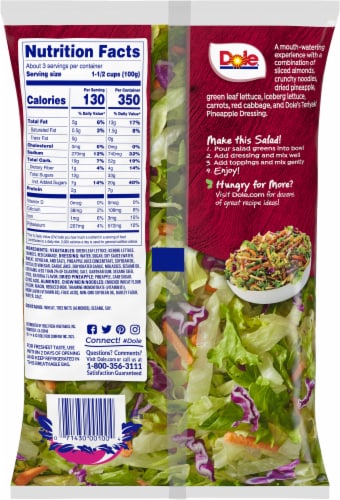 Dole® Chopped Teriyaki Pineapple Salad Kit Perspective: back