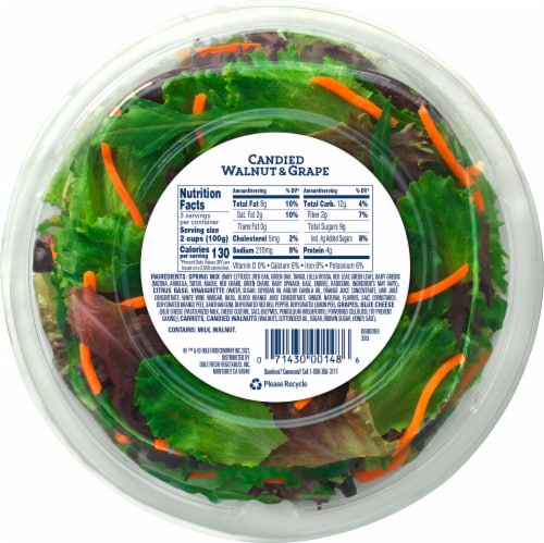 Dole® Candied Walnut & Grape Multi Serve Salad Bowl Perspective: back