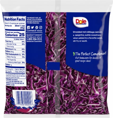 Dole Shredded Red Cabbage Perspective: back
