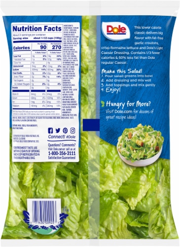 Dole® Light Caesar Classic Salad Kit Perspective: back