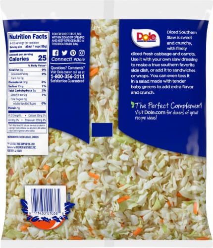 Dole® Diced Southern Slaw Perspective: back