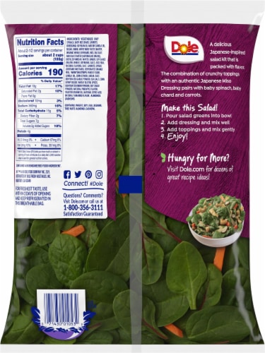 Dole® Spinach Miso Crunch Premium Salad Kit Perspective: back