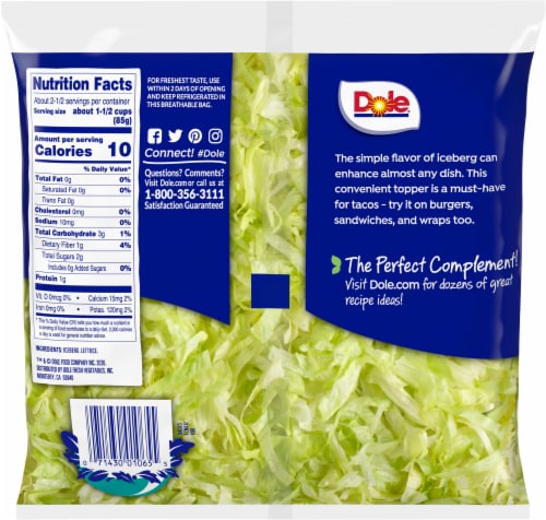 Dole® Shredded Lettuce Perspective: back