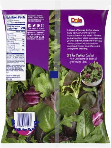 Dole® 50/50 Spinach Spring Mix Bag Perspective: back