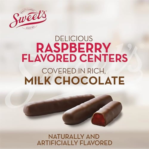 Sweet's®  Milk Chocolate Raspberry Sticks Holiday Candy Perspective: back