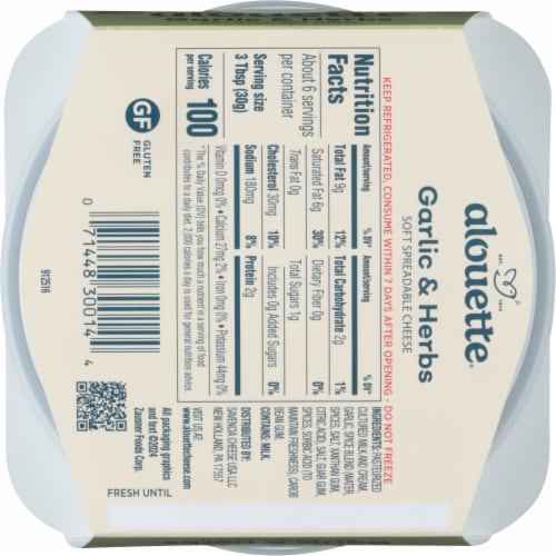Alouette® Garlic & Herb Soft Spreadable Cheese Perspective: back