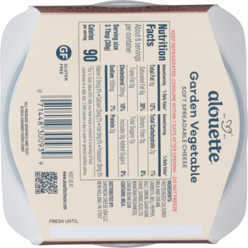 Alouette Garden Vegetable Soft Spreadable Cheese Perspective: back