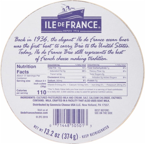 ILE DE FRANCE® Brie Soft Ripened Cheese Perspective: back