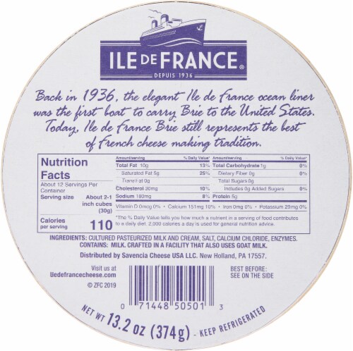 ILE DE FRANCE® Brie Soft Ripened Cheese Perspective: back