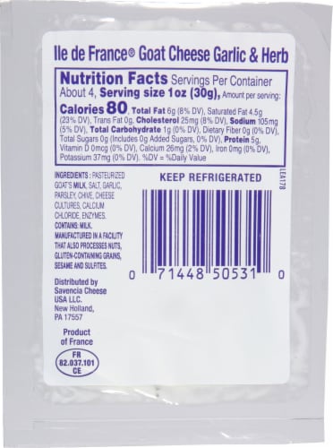ILE DE FRANCE® Chevre Garlic & Herbs Fresh Goat Cheese Perspective: back