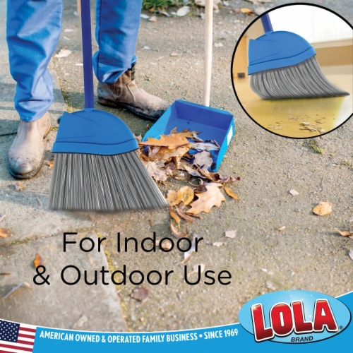 Lola Angle Broom 12 Head Recycled Bristles High Gloss Force Fit Handle Perspective: back