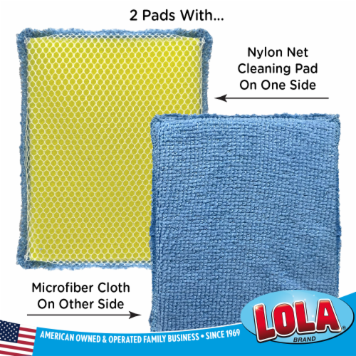 LOLA Microfiber Cloth with Nylon Net & All Nylon Net Both Side Cleaning Pads Perspective: back