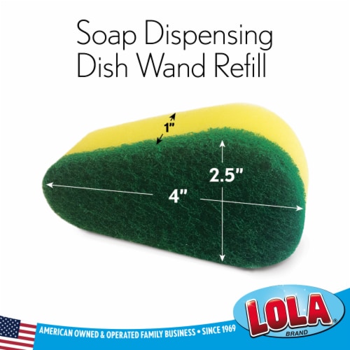 LOLA Soap Dispensing Dish Wand Refills, Super Absorbent Sponge Head, Reusable - 2 CT Perspective: back