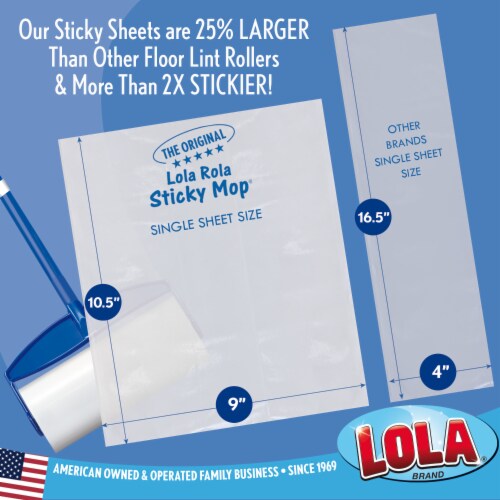 LOLA Rola Sticky Mop W/ Resin Coated 4-Piece Steel Handle, Pet Hair, Dust, Lint Roller - 1 CT Perspective: back