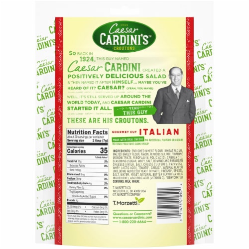 Cardini's Gourmet Cut Italian Croutons Perspective: back
