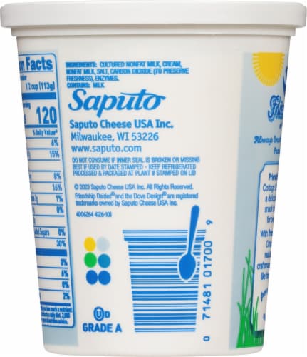 Friendship Dairies® Small Curd 4% Milkfat Cottage Cheese Perspective: back