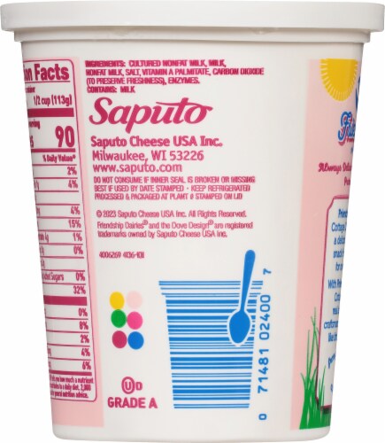 Friendship Dairies® 1% Milkfat Cottage Cheese Perspective: back