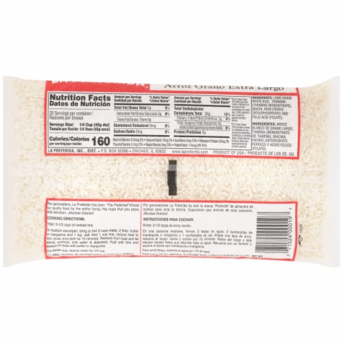 La Preferida Extra Long Grain Rice Perspective: back