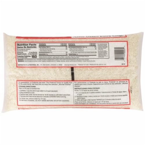 La Preferida® Extra Long Grain Rice Perspective: back