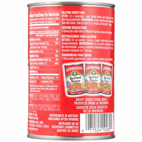 La Preferida® Refried Beans with Chorizo Perspective: back
