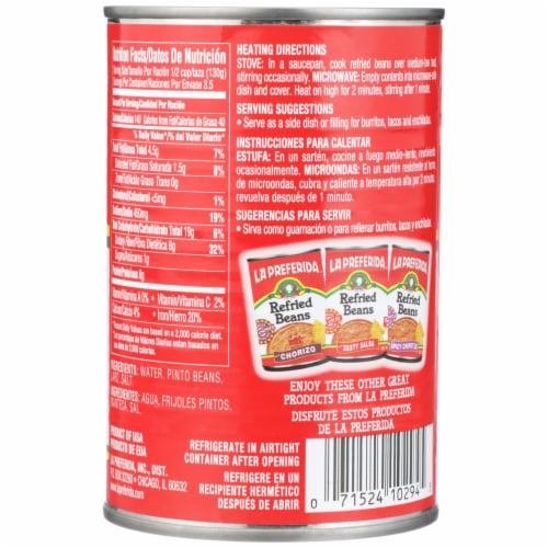 La Preferida® Authentic Refried Beans Perspective: back
