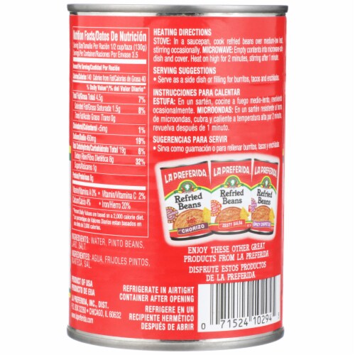 La Preferida® Authentic Refried Beans Perspective: back