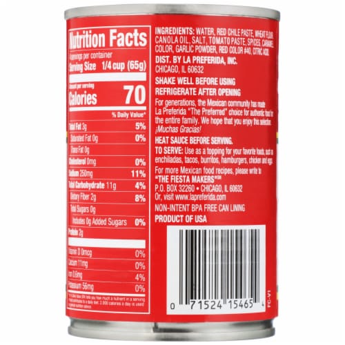 La Preferida® Mild Red Chile Enchilada Sauce Perspective: back