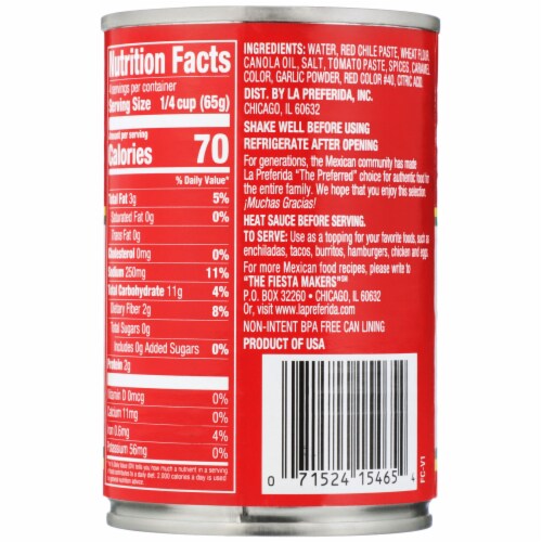La Preferida® Mild Red Chile Enchilada Sauce Perspective: back