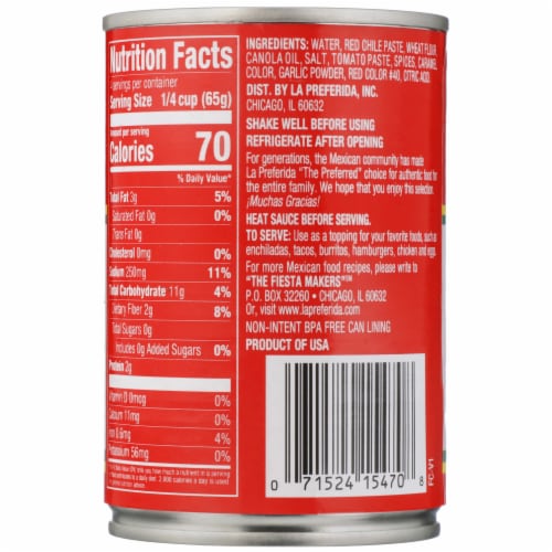 La Preferida® Red Chile Hot Enchilada Sauce Perspective: back