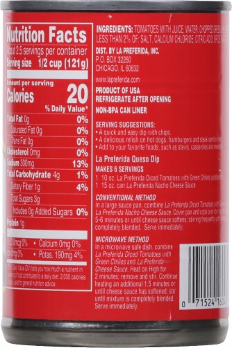 La Preferida® Diced Tomatoes With Green Chiles Perspective: back