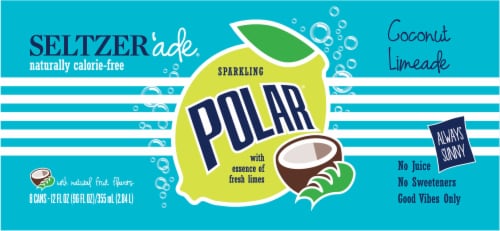 Polar Seltzer'ade® Coconut Limeade Seltzer Cans Perspective: back