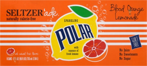 Polar'ade Blood Orange Lemonade Flavored Seltzer Water Cans Perspective: back